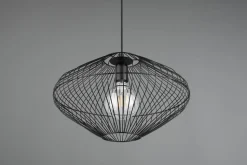 Schwarze Hängelampe Drahtschirm Metall E27 Ø38 cm Retro