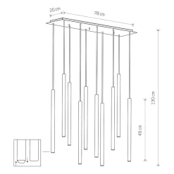 Schwarze Hängelampe 10-flmg Wohnzimmer Lampe CULT