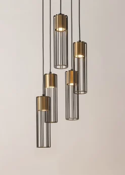 Schwarze Hängelampe Gold Metall Gitter GU10 dekorativ