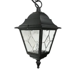 Schwarze Hängelampe IP43 Rustikal Kirchenglas