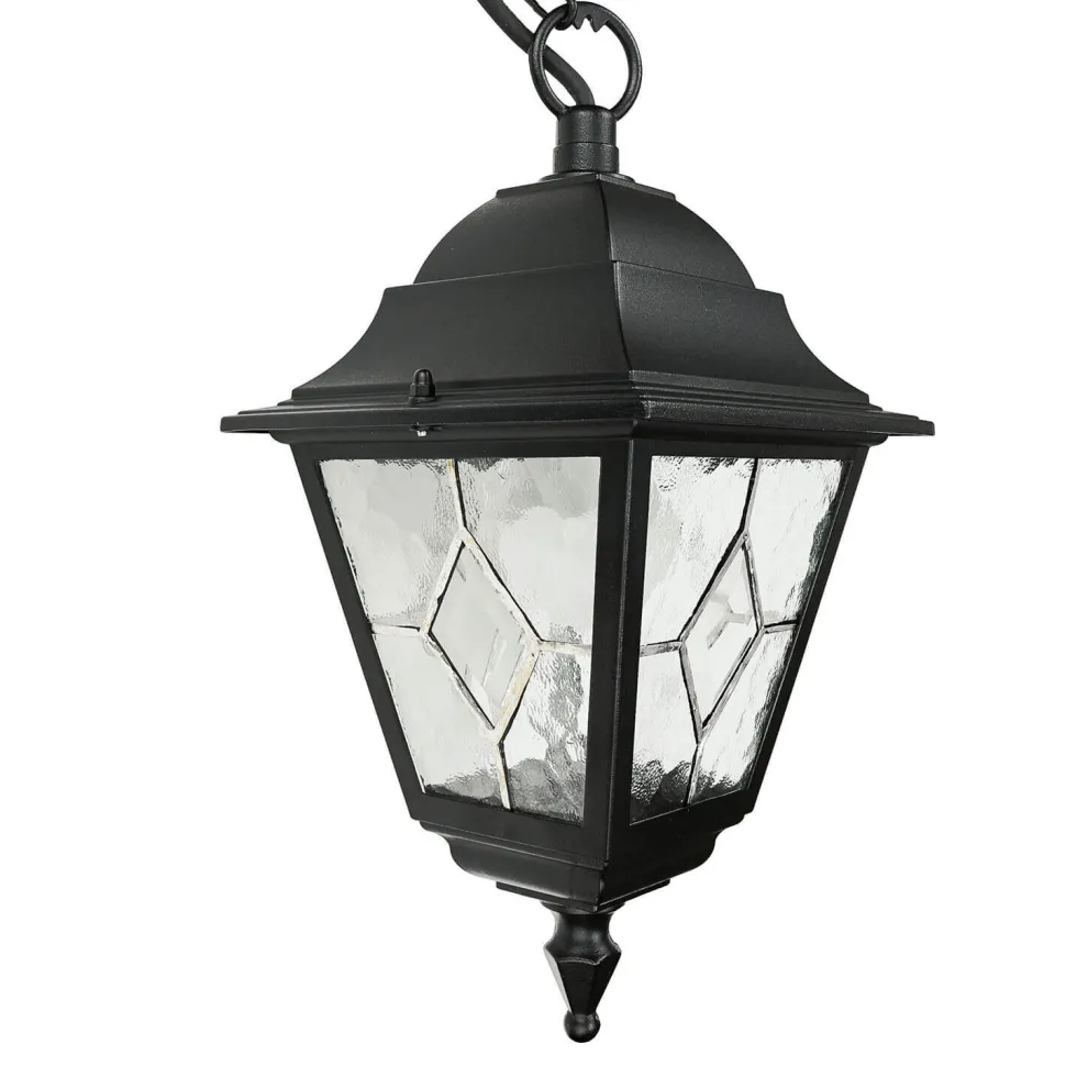 Schwarze Hängelampe IP43 Rustikal Kirchenglas