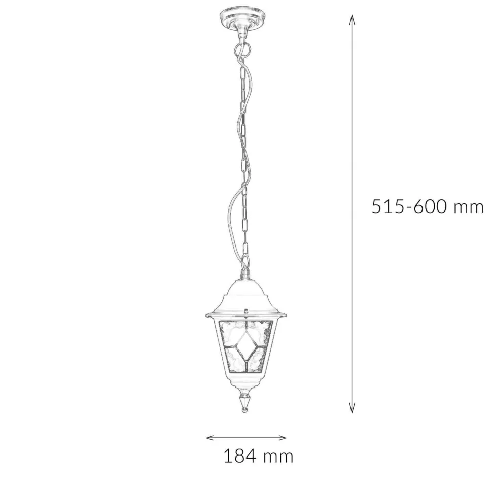 Schwarze Hängelampe IP43 Rustikal Kirchenglas