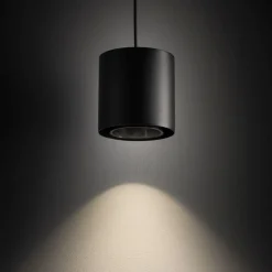 Schwarze Hängelampe Metall GU10 bis 10 W rund Ø13 cm