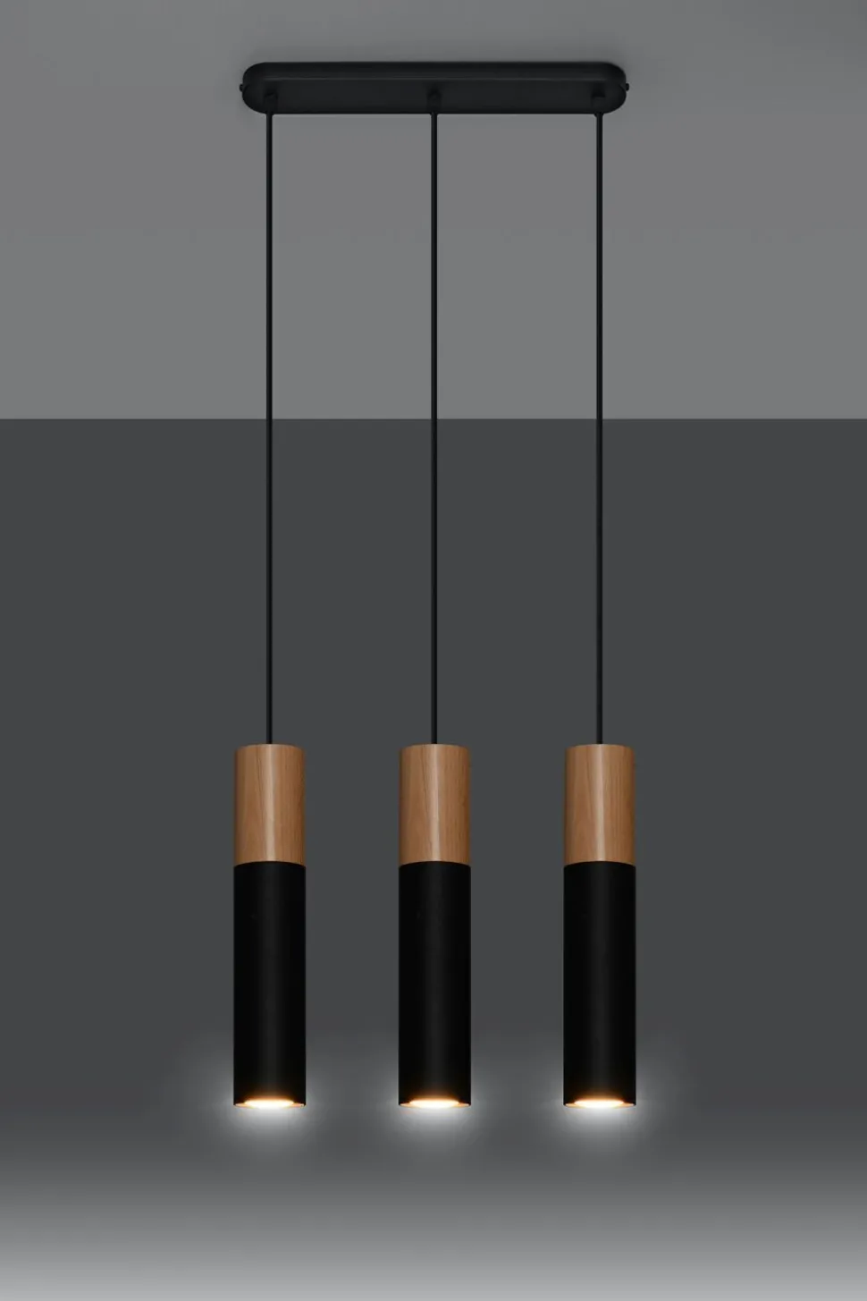 Schwarze Hängelampe Metall Holz Skandinavisch Esszimmer