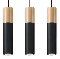 Schwarze Hängelampe Metall Holz Skandinavisch Esszimmer