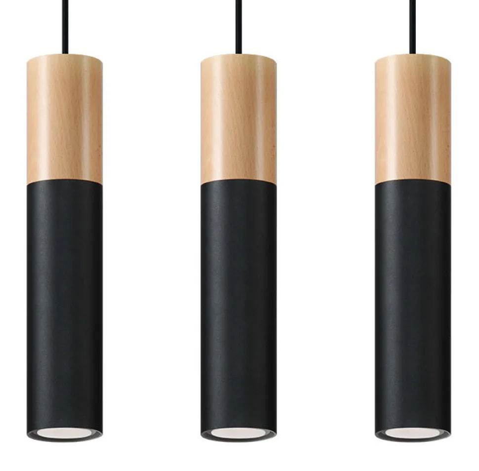 Schwarze Hängelampe Metall Holz Skandinavisch Esszimmer