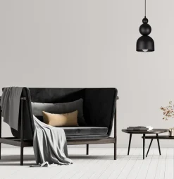 Schwarze Hängelampe Metall Loft Design E27 B:17 cm rund