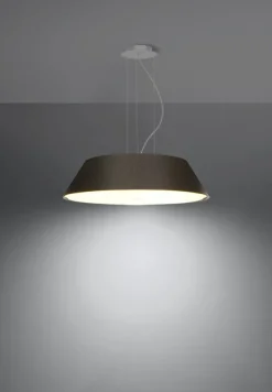 Schwarze Hängelampe Stoff Glas rund Ø 60 cm Modern 5x E27