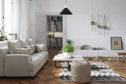 Schwarze Hängeleuchte Holz Metall Ø26 cm E27 gemütlich