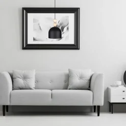 Schwarze Hängeleuchte Metall Holz Ø17 cm E27 wohnlich