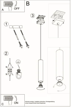 Schwarze Hängeleuchte Metall GU10 Ø 6 cm höhenverstellbar
