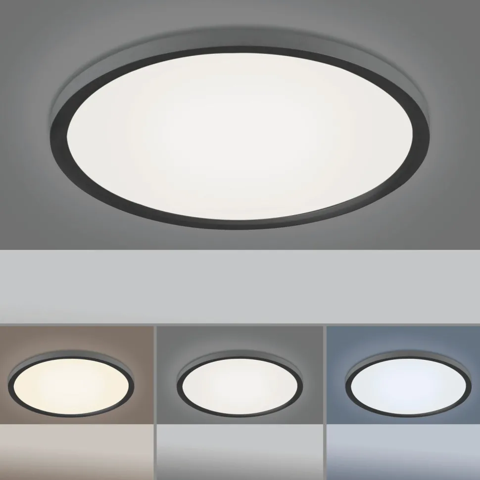 Schwarze LED Deckenlampe dimmbar Ø40 cm Fernbedienung