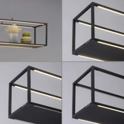 Schwarze LED Hängelampe dimmbar Touch 105 cm Memory