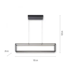 Schwarze LED Hängelampe dimmbar Touch 105 cm Memory