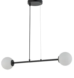 Schwarze Pendellampe Metall Glas Kugel Ø12 cm blendarm