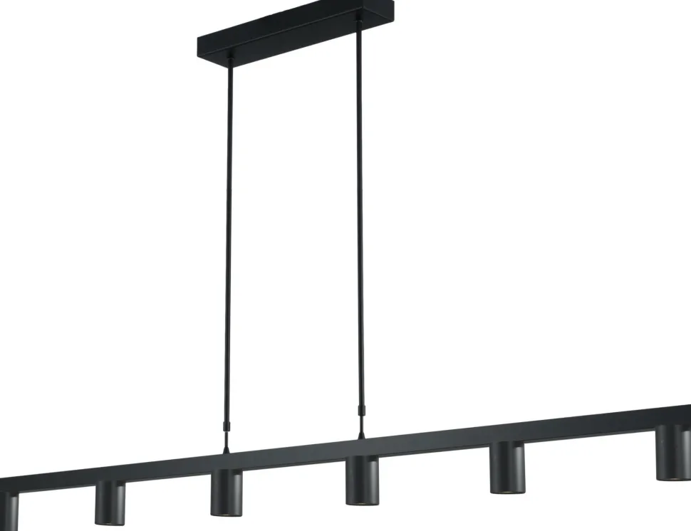 Schwarze Pendelleuchte Metall 6-flammig 160 cm
