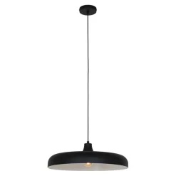 Schwarze Pendelleuchte Metall L:50 cm rund E27 Modern