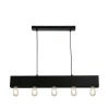 Schwarze Pendelleuchte Metall 5-flmg E27 80 cm länglich