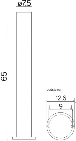 Schwarze Pollerleuchte BETULA 65cm Edelstahl IP44