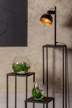 Schwarze Tischlampe Gold flexibel E27 45 cm Industrial