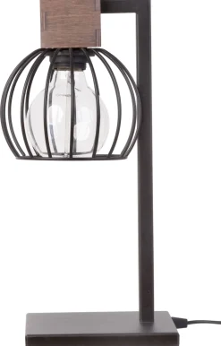 Schwarze Tischleuchte Holz Metall gemütlich 39 cm Retro