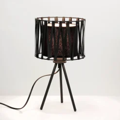 Schwarze Tischleuchte Metall H 35cm Doppelschirm