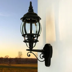 Schwarze Wand Außen Lampe rustikal regenfest BREST