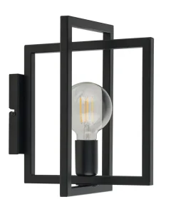 Schwarze Wandlampe Metall E27 H:31 cm minimalistisch
