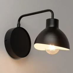 Schwarze Wandlampe Weiß Metall H:19 cm E27 stylisch
