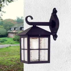 Schwarze Wandleuchte Aluminium IP43 Rustikal Außen