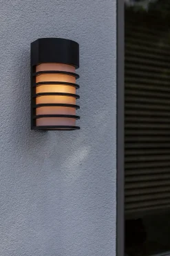 Schwarze Wandleuchte außen Aluminium H:24,3 cm IP54 E27