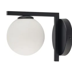 Schwarze Wandleuchte Metall Glas G9 B:14 cm Modern