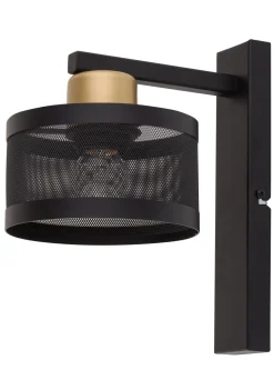 Schwarze Wandleuchte Metall Gold Akzent T:22 cm elegant