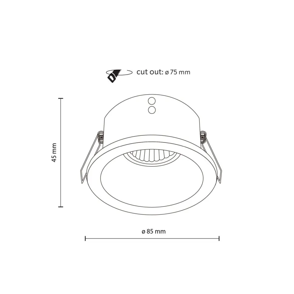 Schwarzer Einbaustrahler IP65 Metall Glas Ø8,5 cm rund
