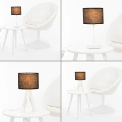 Schwarzer Lampenschirm Stoff für E14 Tischlampe