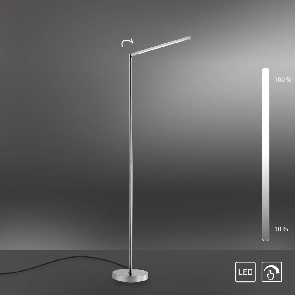 Schwenkbare LED Stehlampe in Stahl 3000 K dimmbar