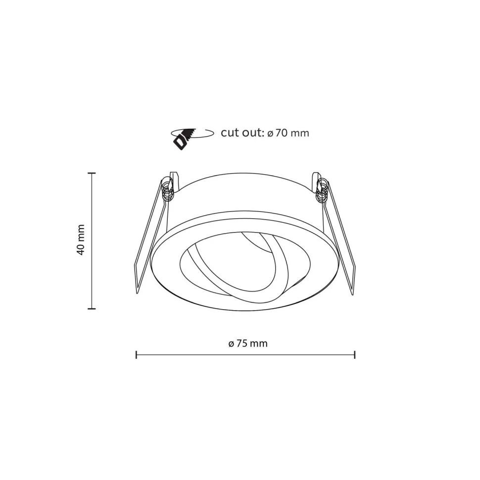 Schwenkbarer Einbauspot Metall Ø7,5 cm IP65 Schwarz