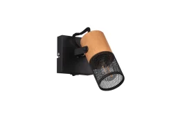 Schwenkbarer Wandspot Metall Holz T:9 cm E14 Schalter