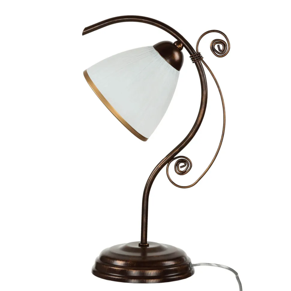 Shabby braune Tischlampe Metall 39cm Jugendstil