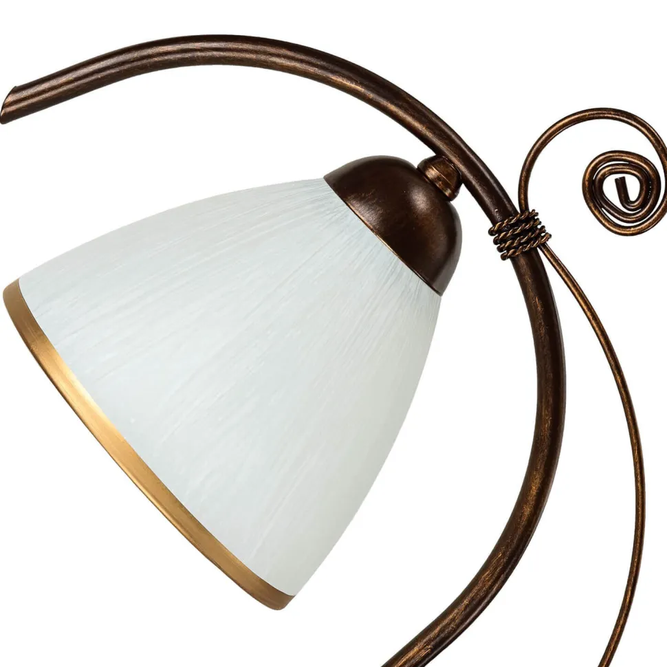 Shabby braune Tischlampe Metall 39cm Jugendstil