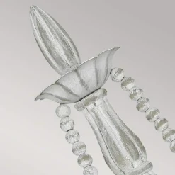 Shabby Wandleuchte Metall Holzperlen H: 53,3 cm Grau Antik