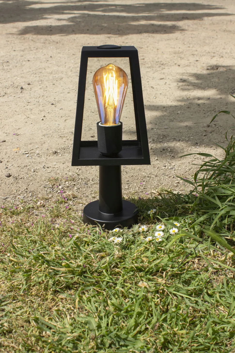 Sockelleuchte Aluminium Glas E27 IP44 H:33,8 cm Modern