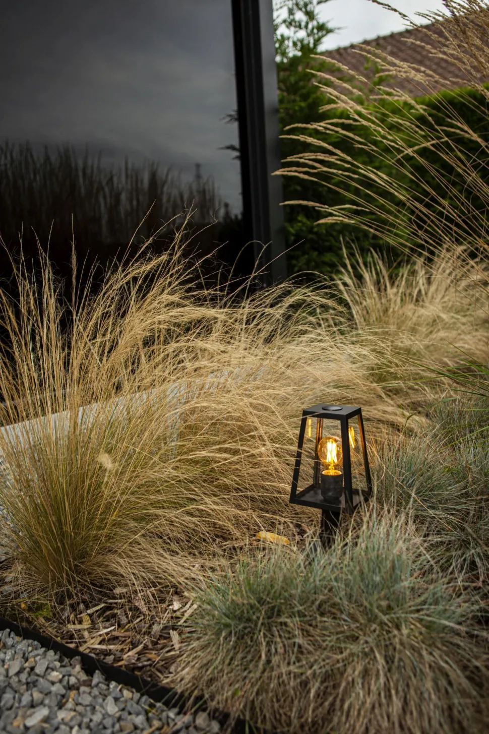 Sockelleuchte Aluminium Glas E27 IP44 H:33,8 cm Modern