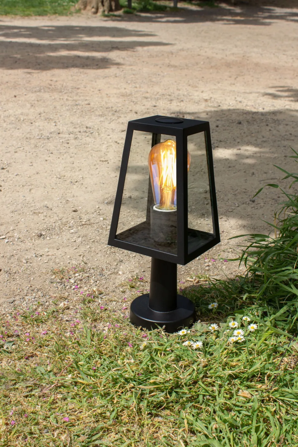 Sockelleuchte Aluminium Glas E27 IP44 H:33,8 cm Modern