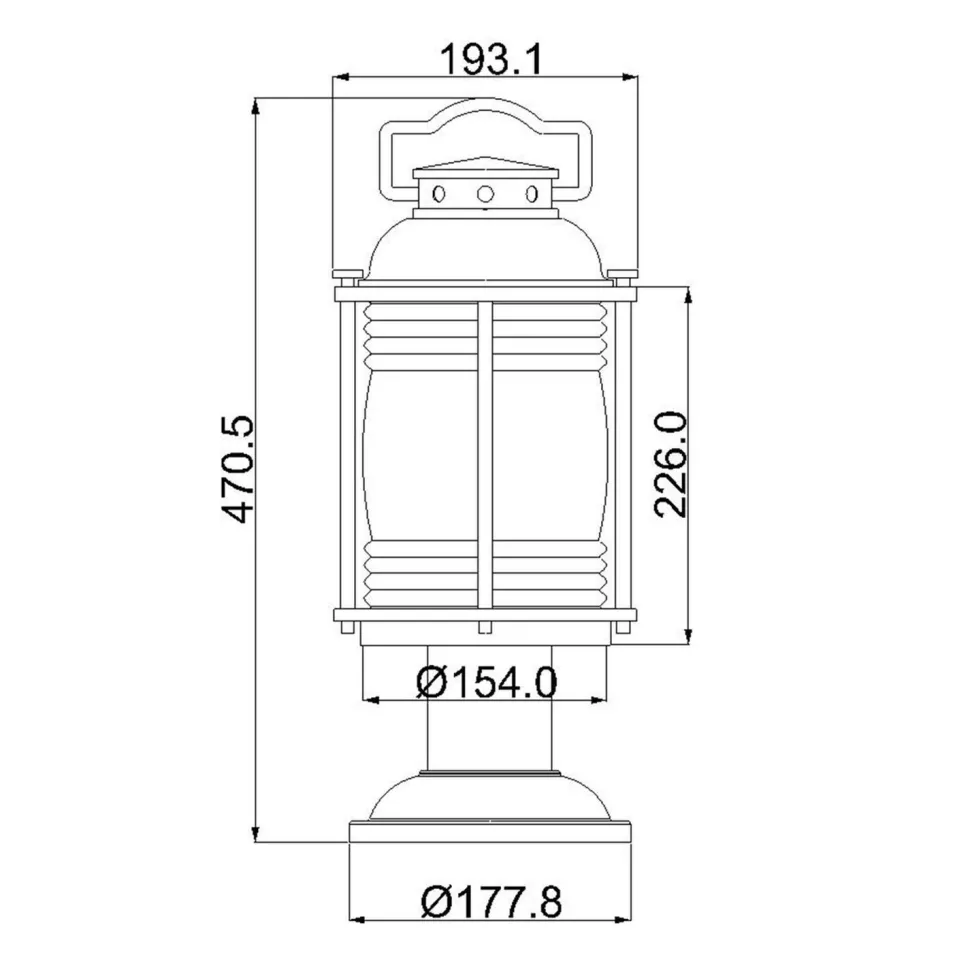 Sockelleuchte Aluminium Glas E27 IP44 47,1 cm Vintage