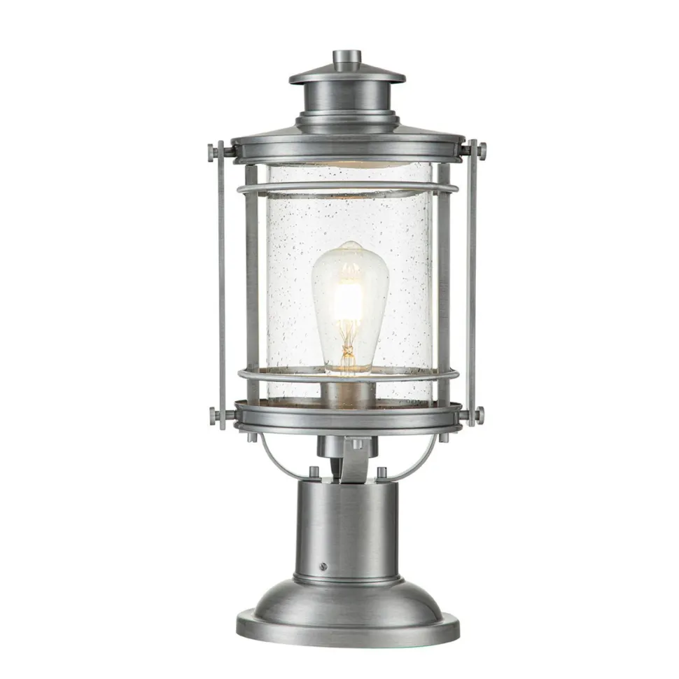 Sockelleuchte Aluminium Glas E27 IP44 46,6 cm hoch