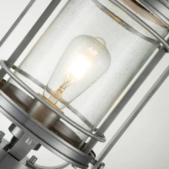 Sockelleuchte Aluminium Glas E27 IP44 46,6 cm hoch