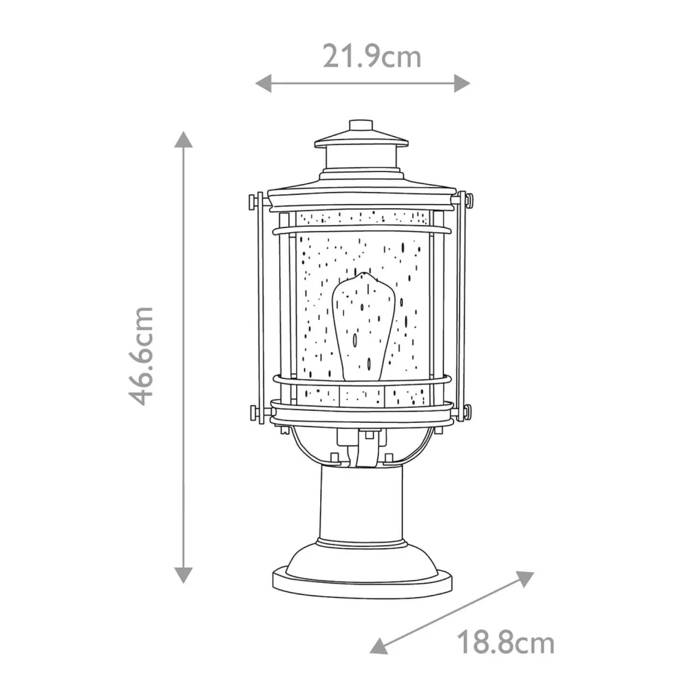 Sockelleuchte Aluminium Glas E27 IP44 46,6 cm hoch