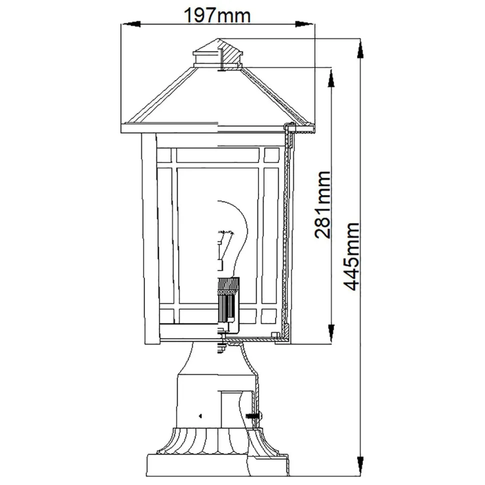 Sockelleuchte Garten E27 IP44 44,5 cm hoch Schwarz