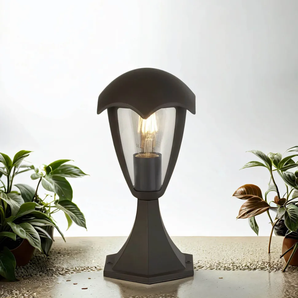 Sockelleuchte IP44 E27 30 cm Anthrazit Aluminium Modern